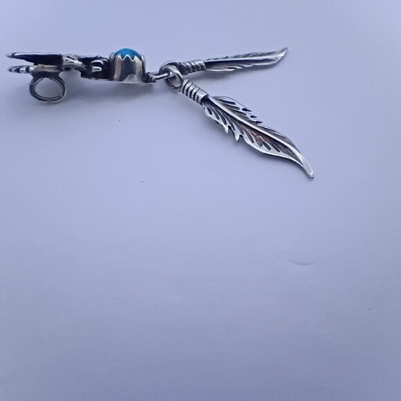 Beautiful Vintage Native American Silver and Turquoise Eagle Pendant - Picture 7 of 7